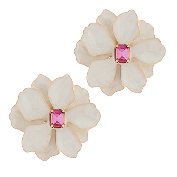 Big Flower Color Coated Earrings - Picture 2 of 3